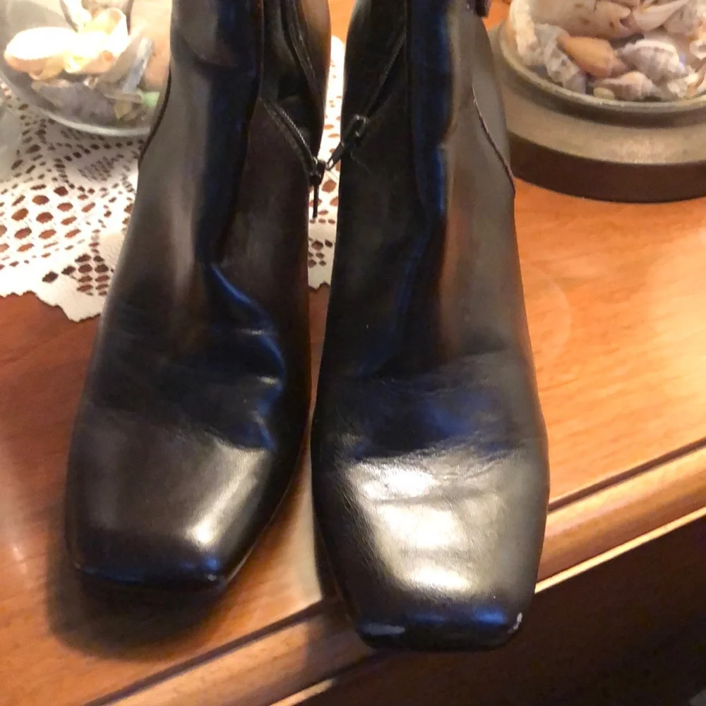 Brown heeled ankle boots
